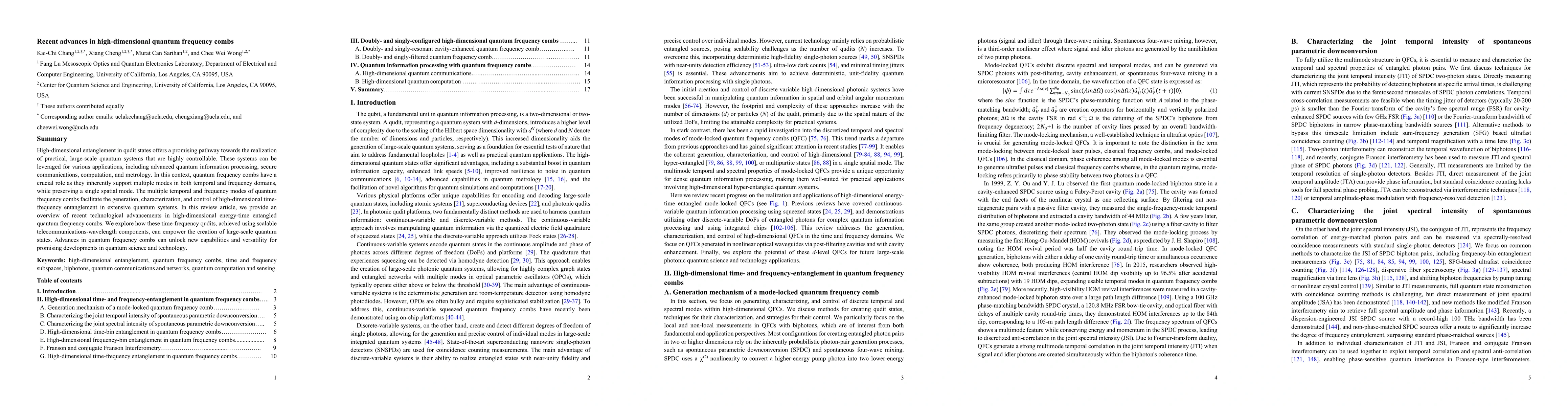 Thumbnail for Recent advances in high-dimensional quantum frequency combs
