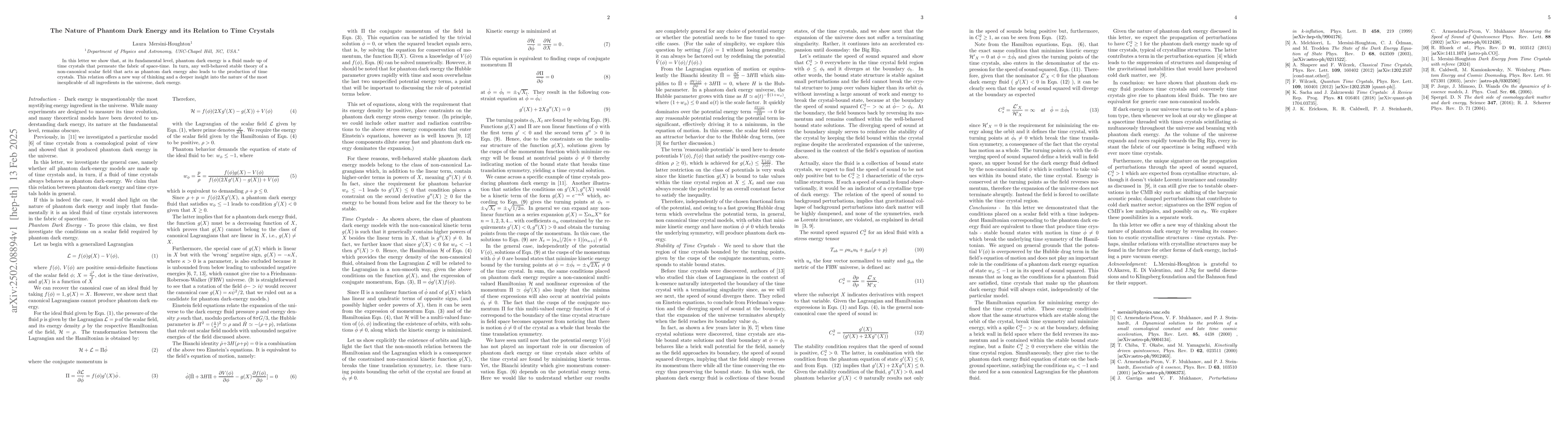 Thumbnail for The Nature of Phantom Dark Energy and its Relation to Time Crystals