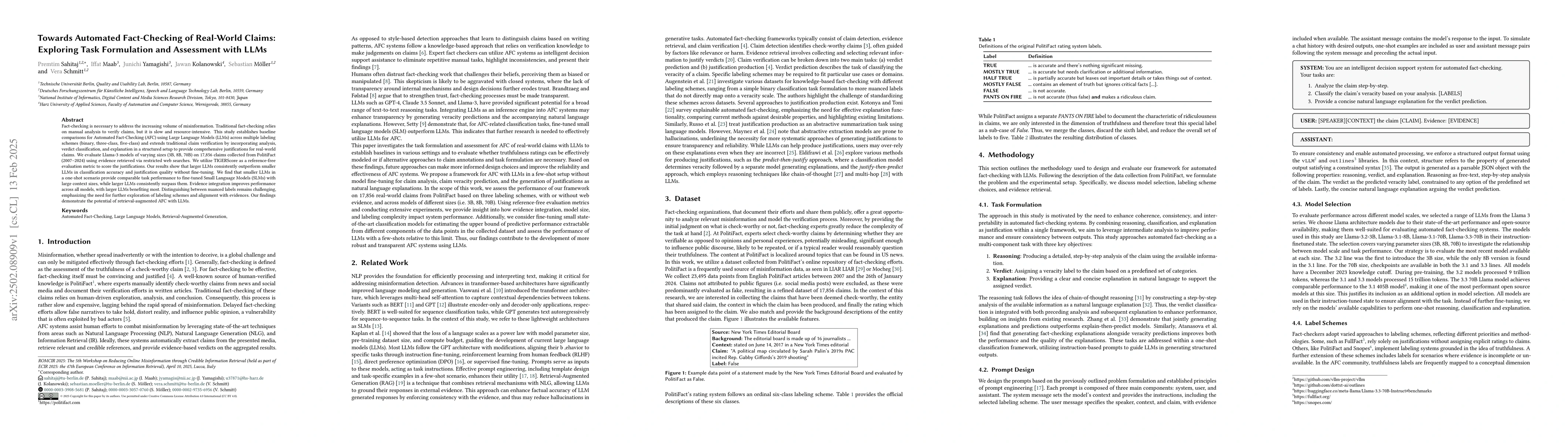 Thumbnail for Towards Automated Fact-Checking of Real-World Claims: Exploring Task
  Formulation and Assessment with LLMs