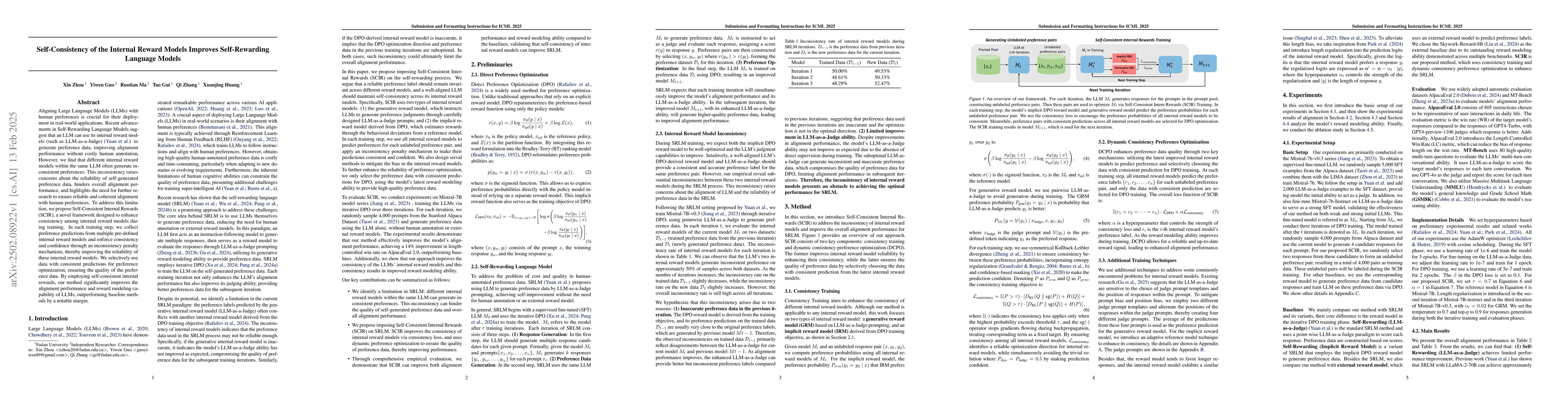 Thumbnail for Self-Consistency of the Internal Reward Models Improves Self-Rewarding
  Language Models