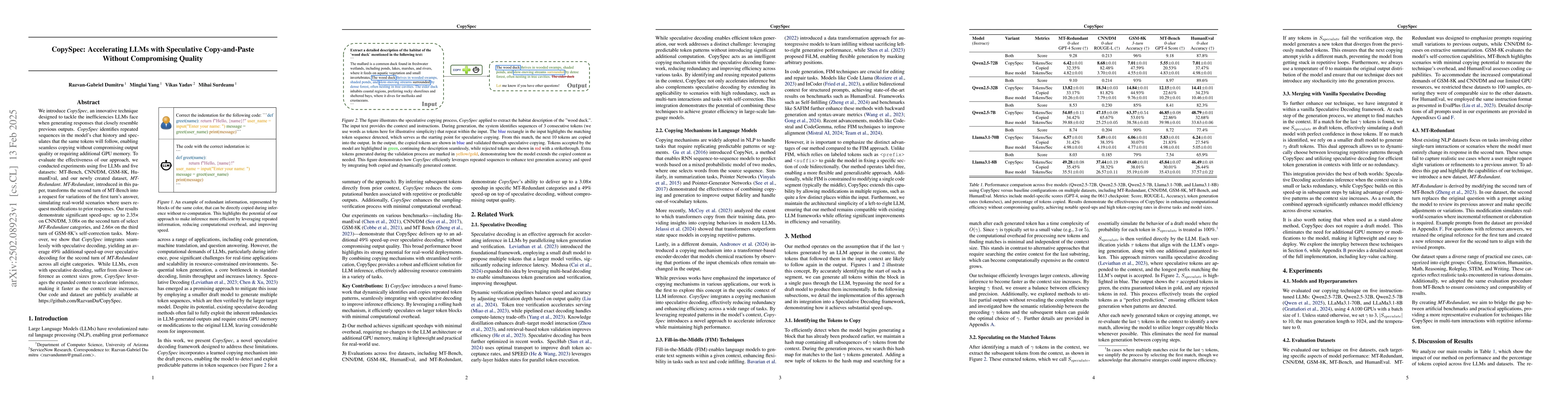 Thumbnail for CopySpec: Accelerating LLMs with Speculative Copy-and-Paste Without
  Compromising Quality