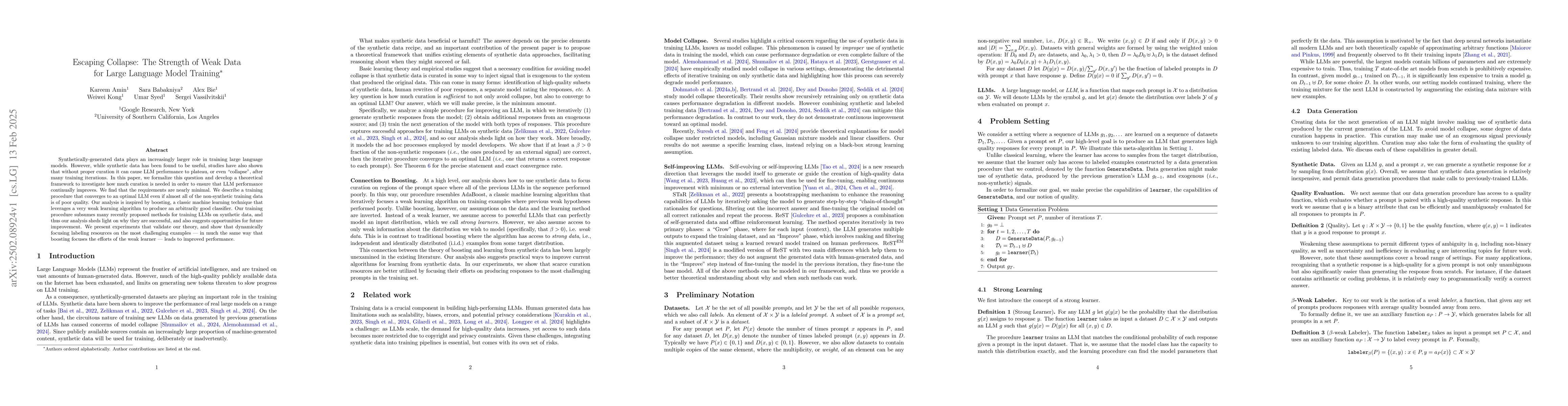 Thumbnail for Escaping Collapse: The Strength of Weak Data for Large Language Model
  Training