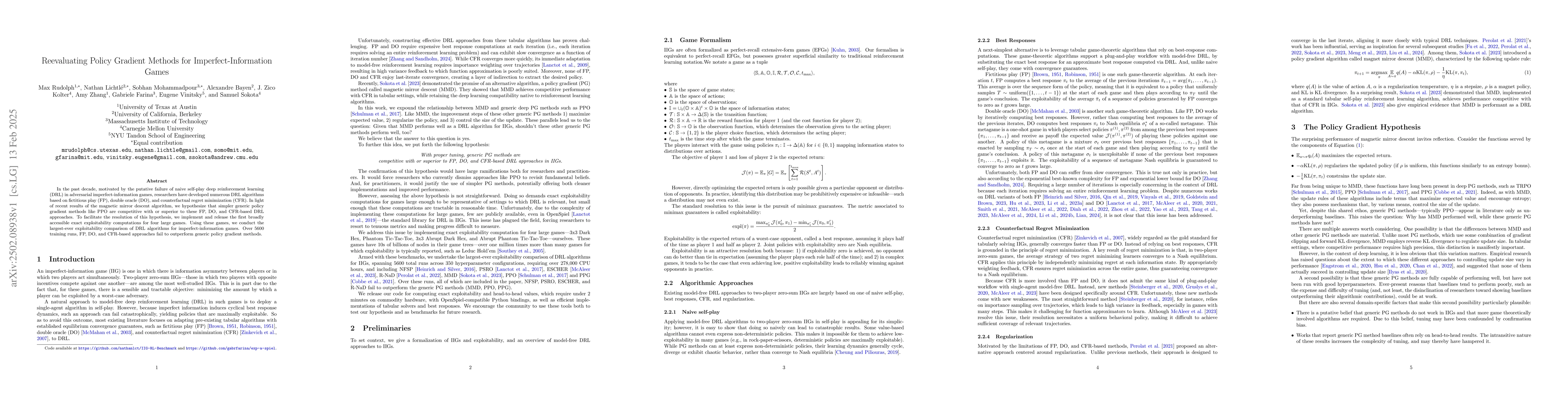 Thumbnail for Reevaluating Policy Gradient Methods for Imperfect-Information Games
