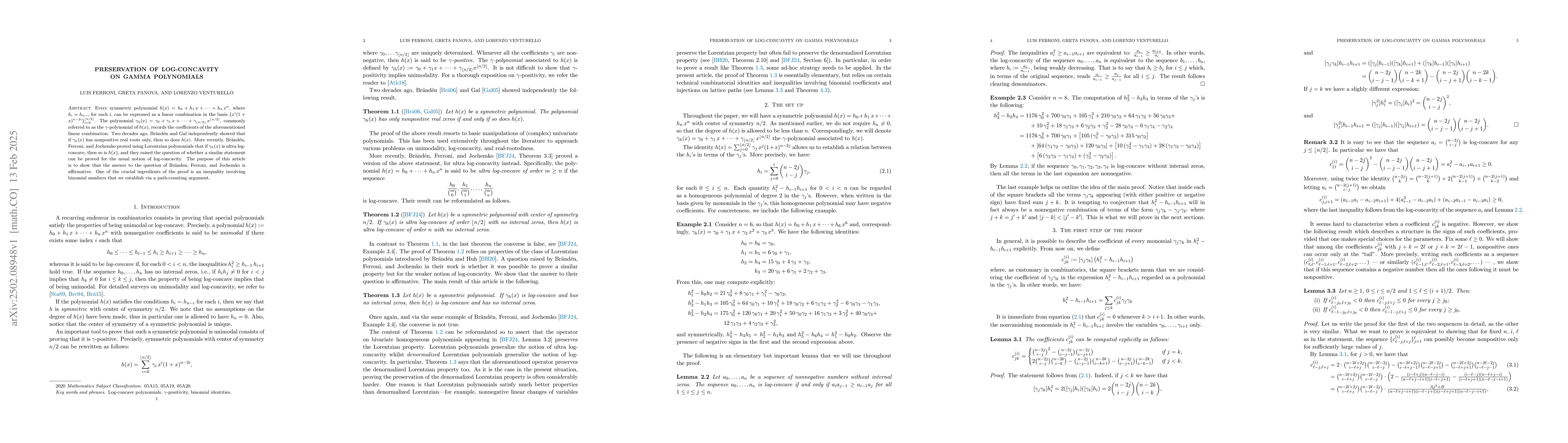Thumbnail for Preservation of log-concavity on gamma polynomials