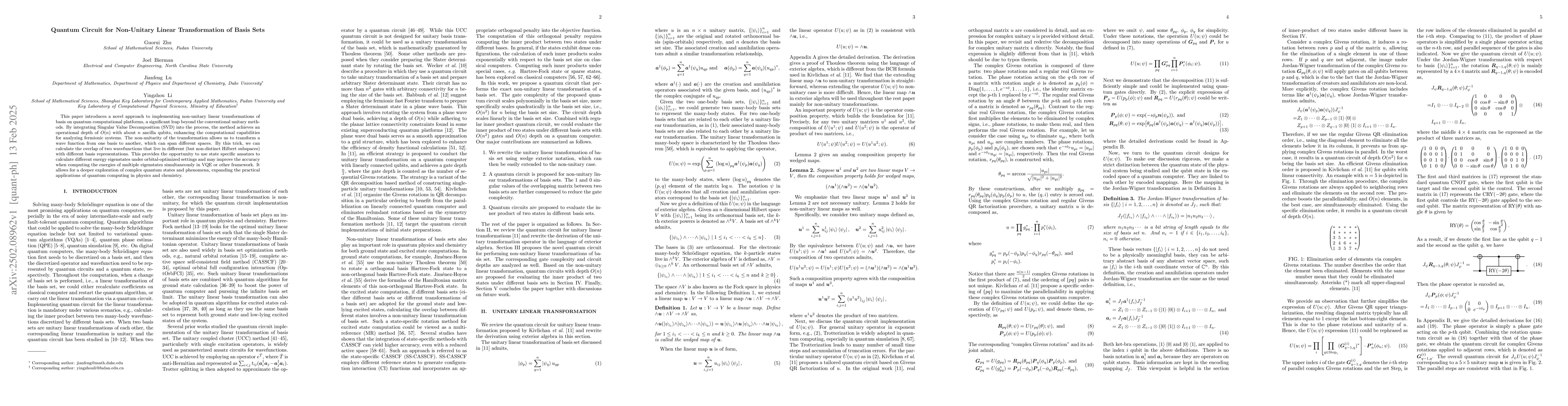 Thumbnail for Quantum Circuit for Non-Unitary Linear Transformation of Basis Sets
