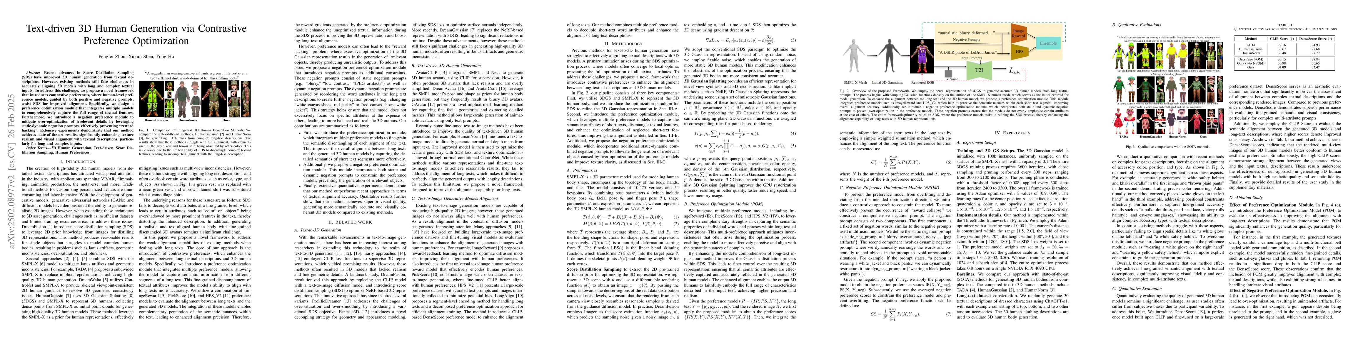 Thumbnail for Text-driven 3D Human Generation via Contrastive Preference Optimization