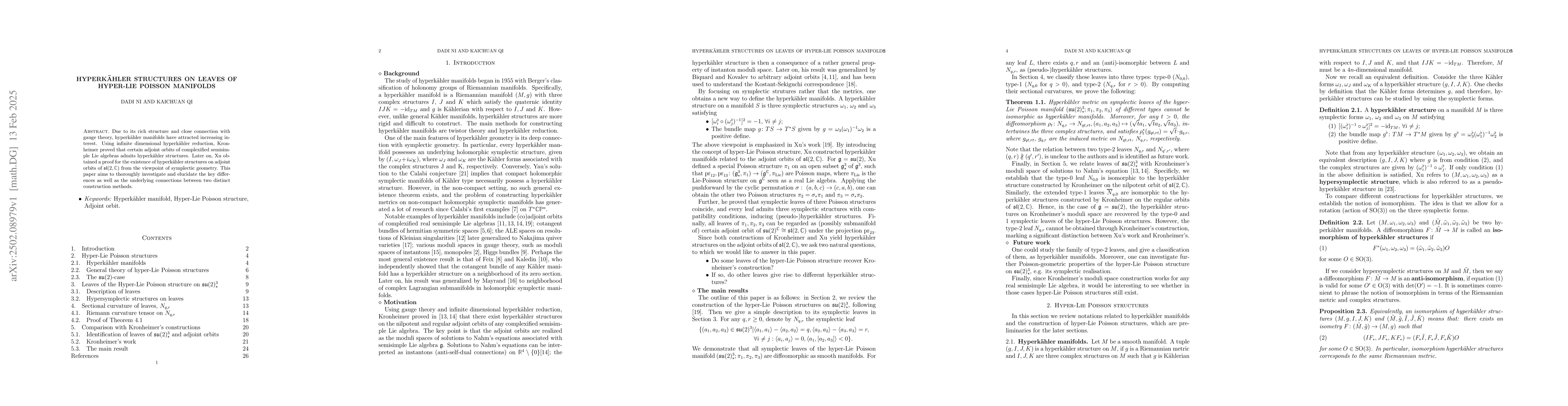 Thumbnail for Hyperkähler structures on leaves of hyper-Lie Poisson manifolds