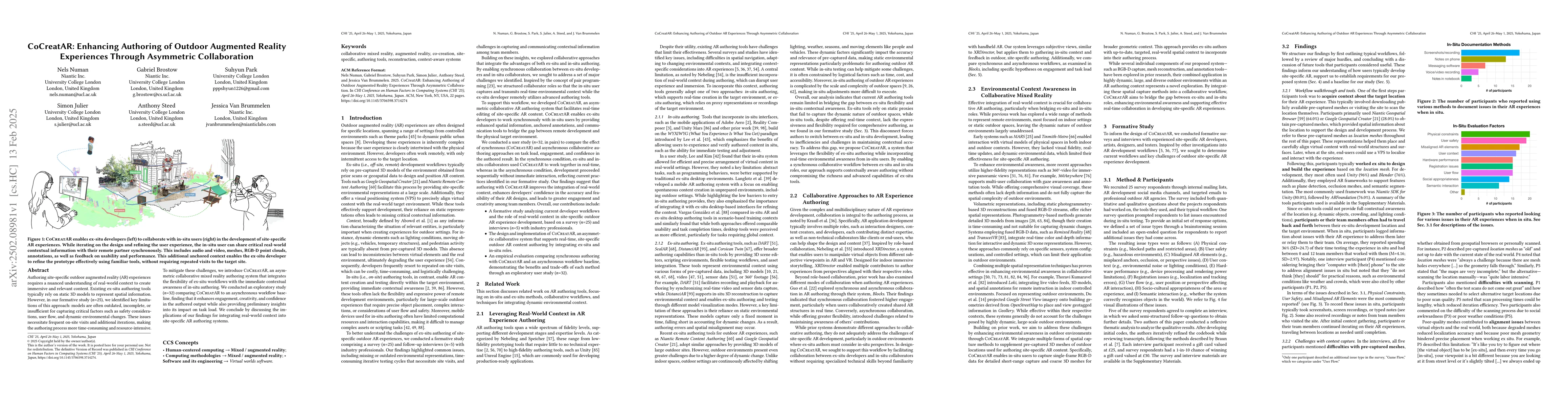 Thumbnail for CoCreatAR: Enhancing Authoring of Outdoor Augmented Reality Experiences
  Through Asymmetric Collaboration