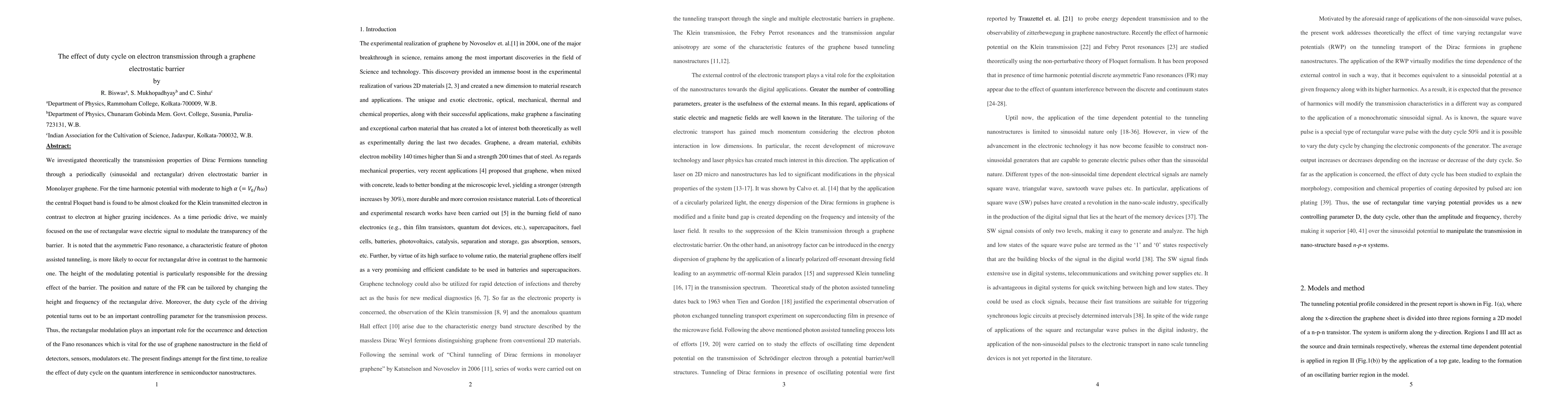 Thumbnail for The effect of duty cycle on electron transmission through a graphene
  electrostatic barrier