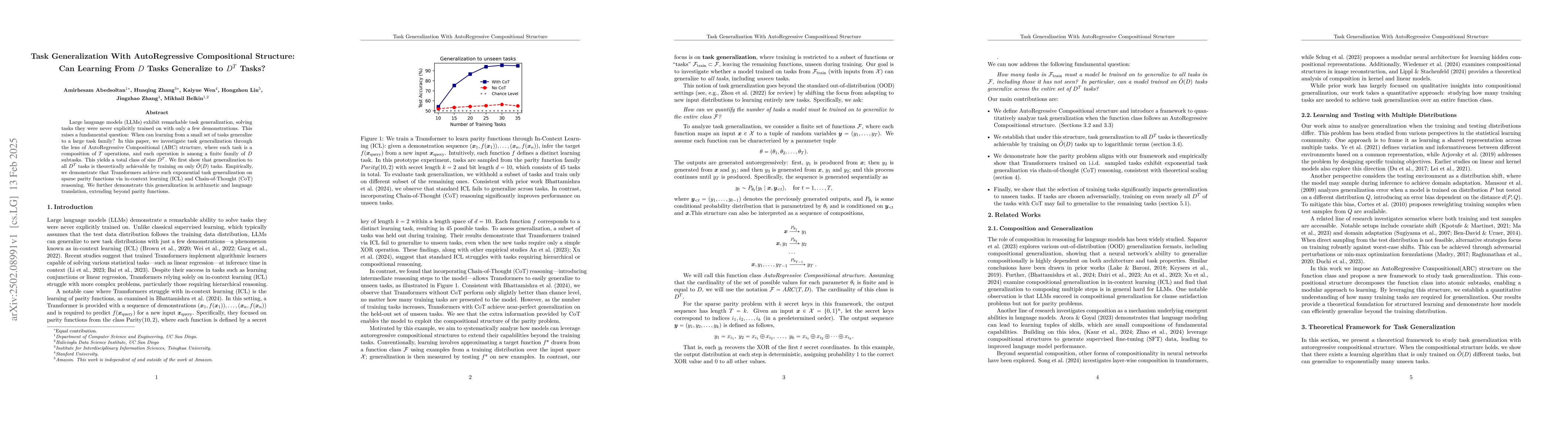 Thumbnail for Task Generalization With AutoRegressive Compositional Structure: Can
  Learning From $\d$ Tasks Generalize to $\d^{T}$ Tasks?