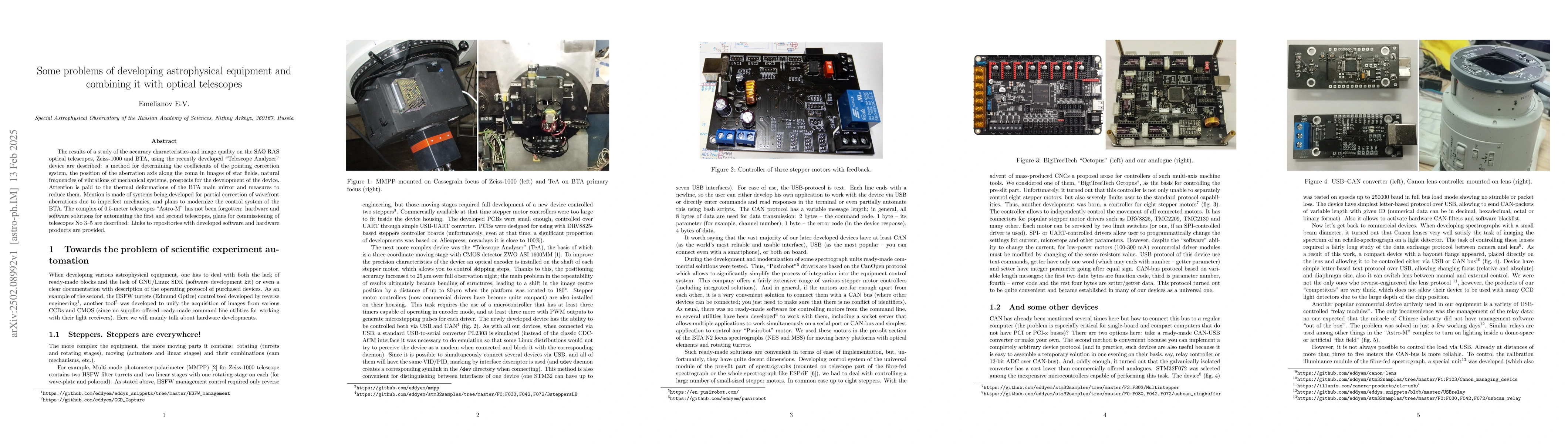 Thumbnail for Some problems of developing astrophysical equipment and combining it
  with optical telescopes
