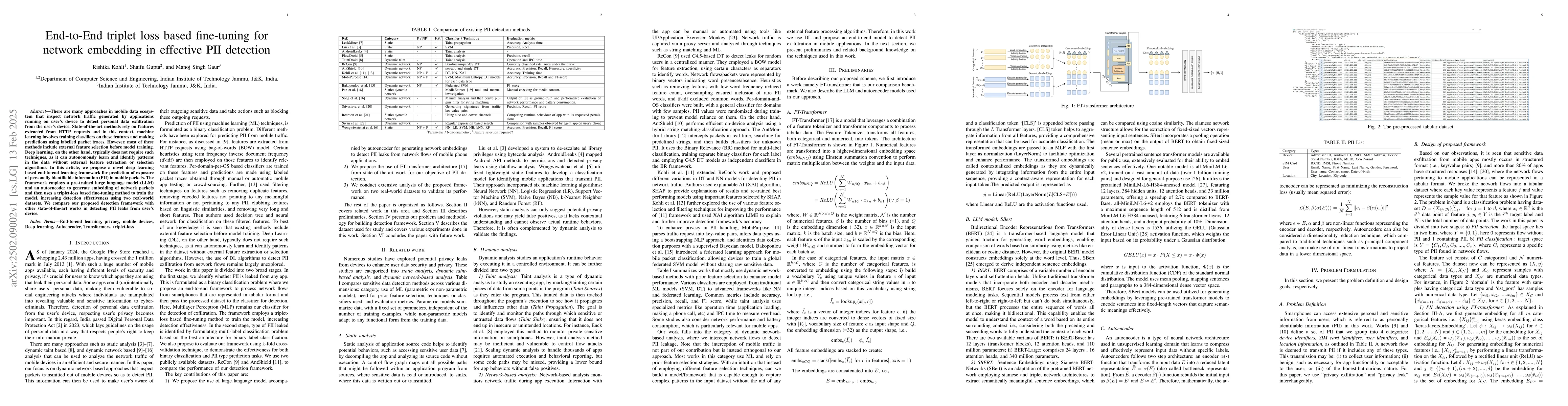 Thumbnail for End-to-End triplet loss based fine-tuning for network embedding in
  effective PII detection
