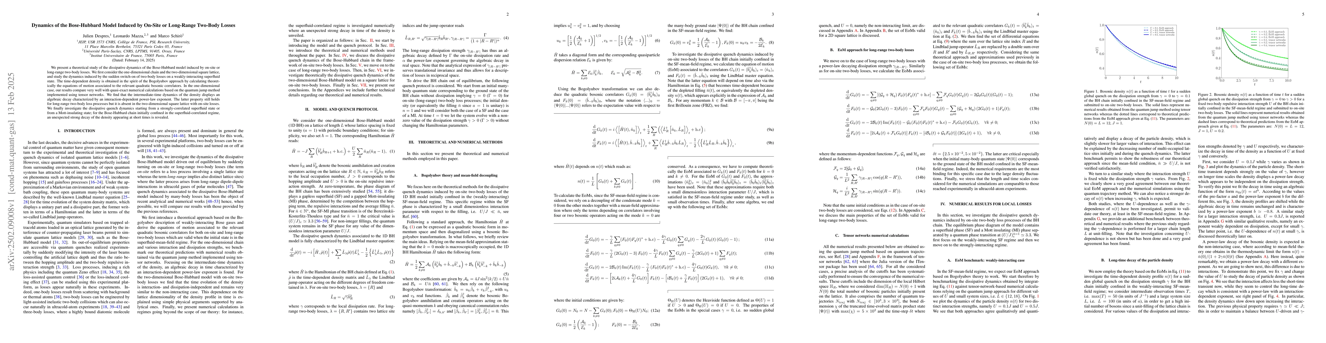 Thumbnail for Dynamics of the Bose-Hubbard Model Induced by On-Site or Long-Range
  Two-Body Losses