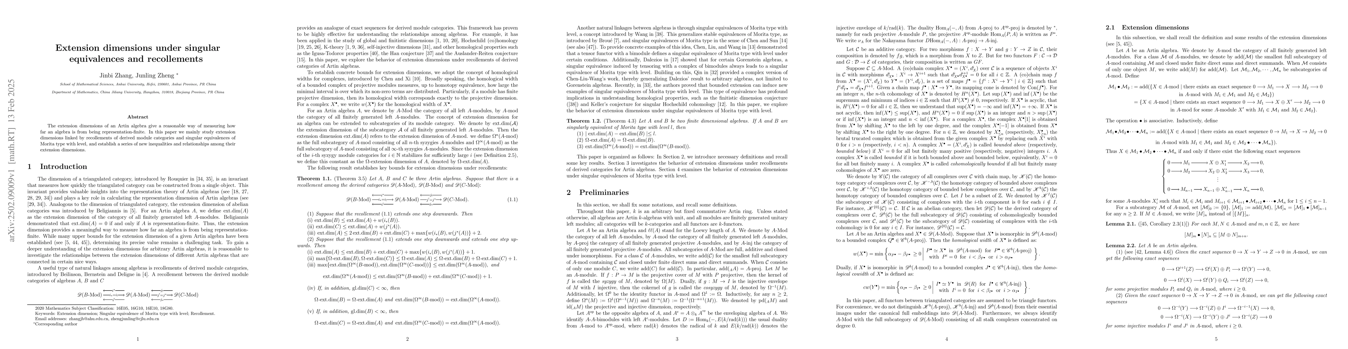 Thumbnail for Extension dimensions under singular equivalences and recollements
