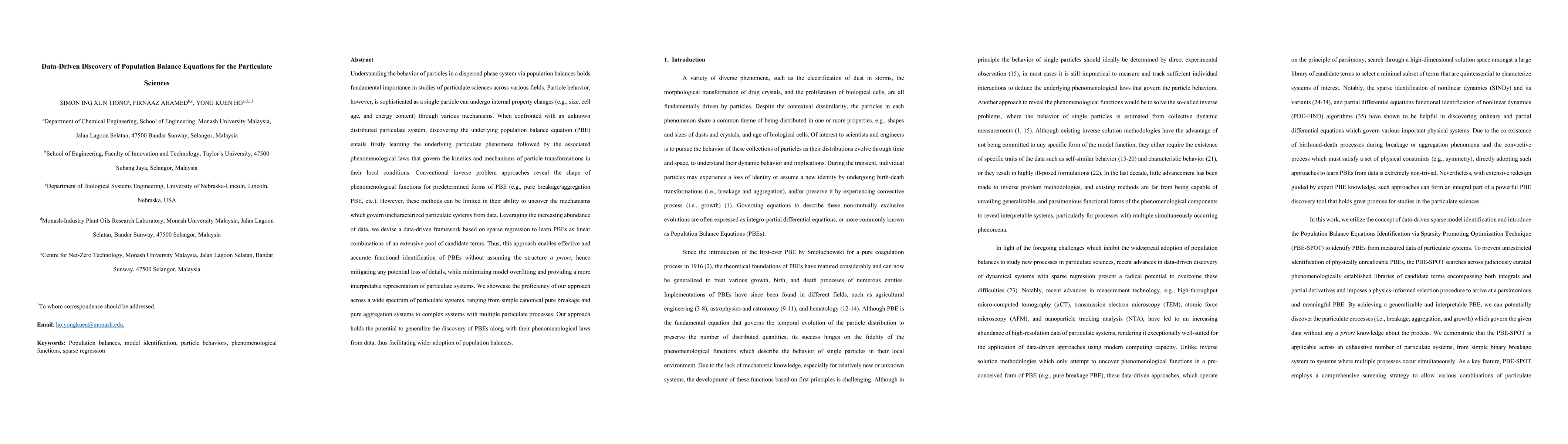 Thumbnail for Data-Driven Discovery of Population Balance Equations for the
  Particulate Sciences
