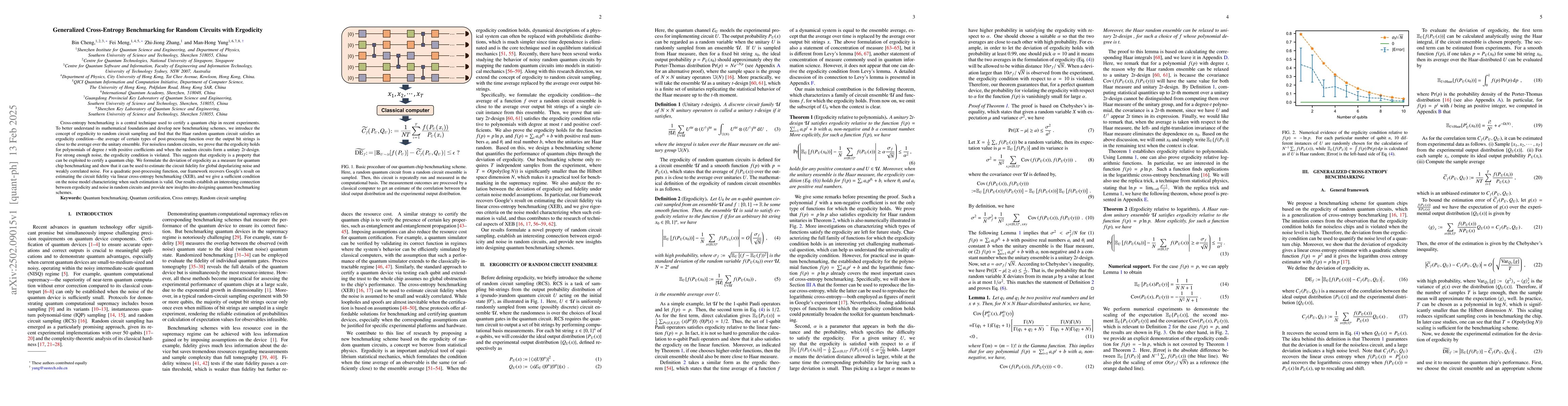 Thumbnail for Generalized Cross-Entropy Benchmarking for Random Circuits with
  Ergodicity