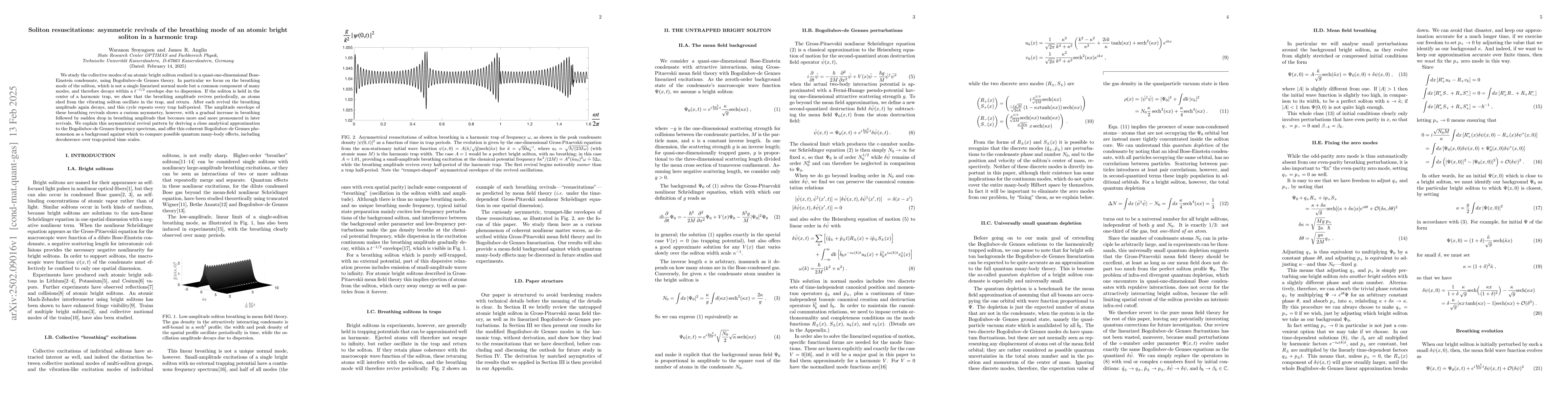 Thumbnail for Soliton resuscitations: asymmetric revivals of the breathing mode of an
  atomic bright soliton in a harmonic trap