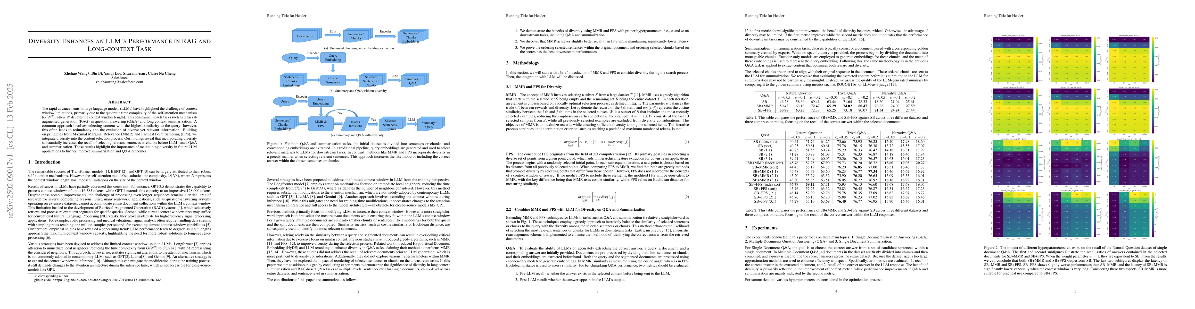 Thumbnail for Diversity Enhances an LLM's Performance in RAG and Long-context Task