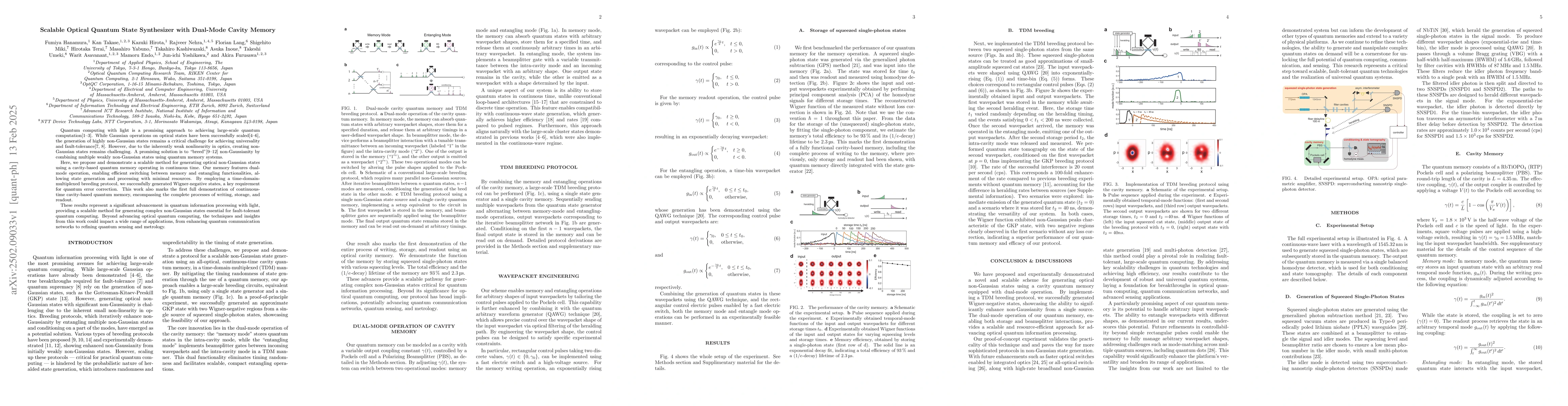Thumbnail for Scalable Optical Quantum State Synthesizer with Dual-Mode Cavity Memory