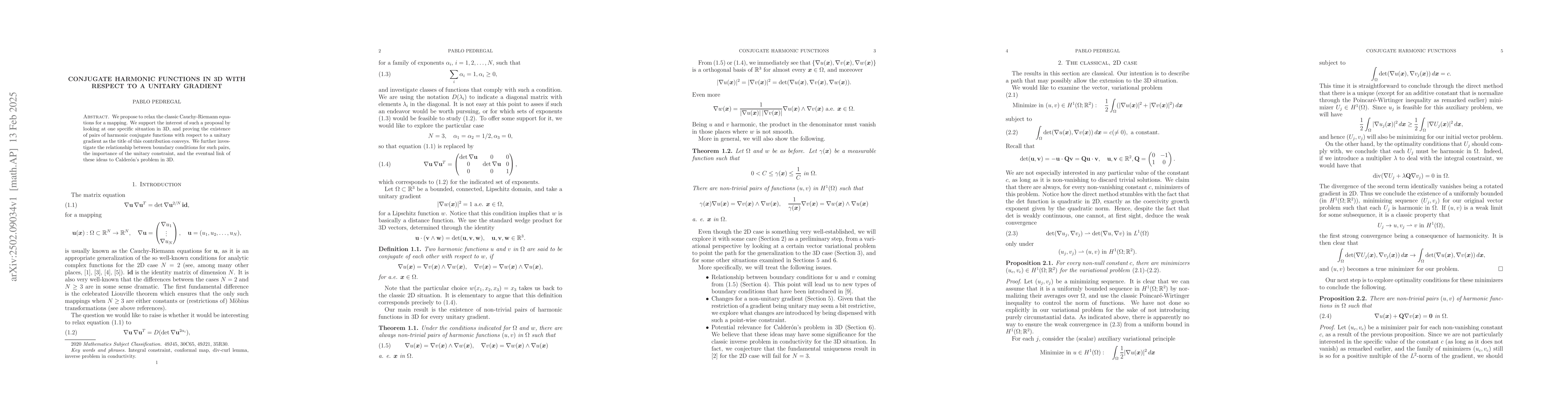 Thumbnail for Conjugate harmonic functions in 3D with respect to a unitary gradient