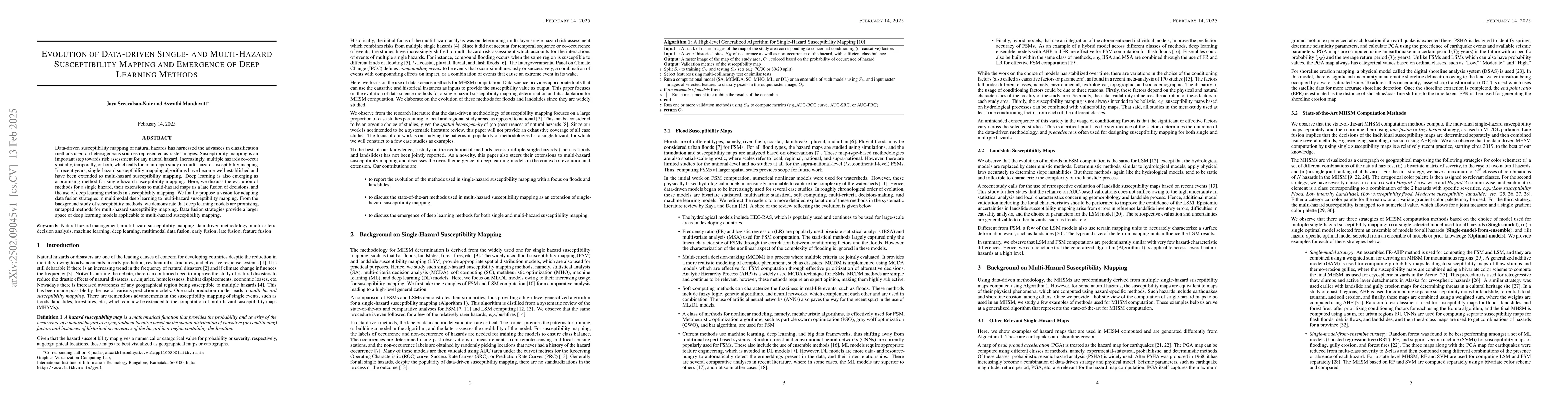 Thumbnail for Evolution of Data-driven Single- and Multi-Hazard Susceptibility Mapping
  and Emergence of Deep Learning Methods