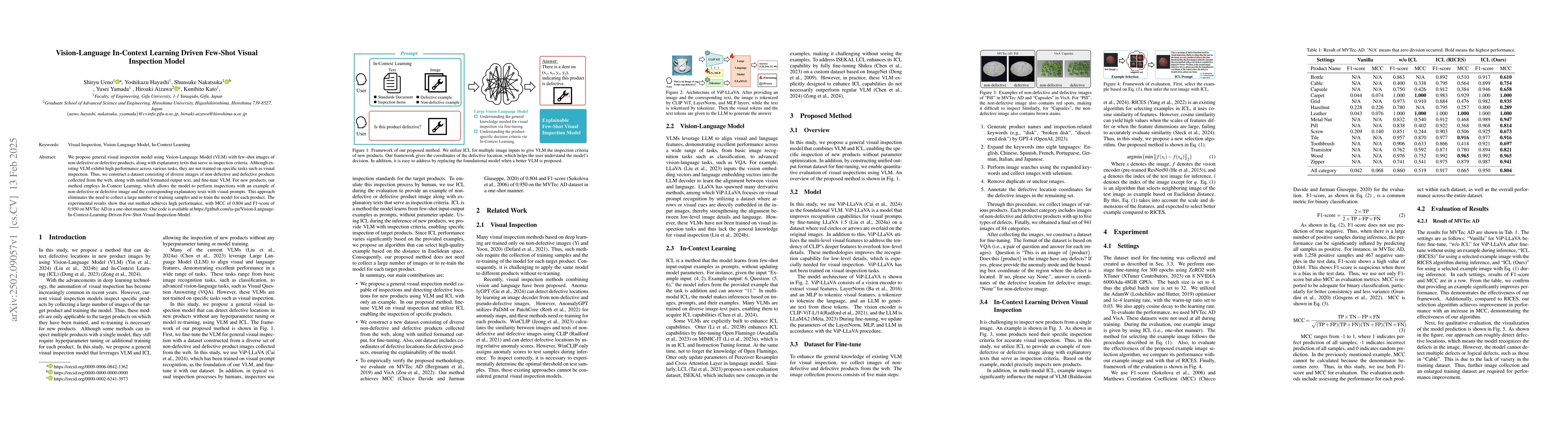 Thumbnail for Vision-Language In-Context Learning Driven Few-Shot Visual Inspection
  Model