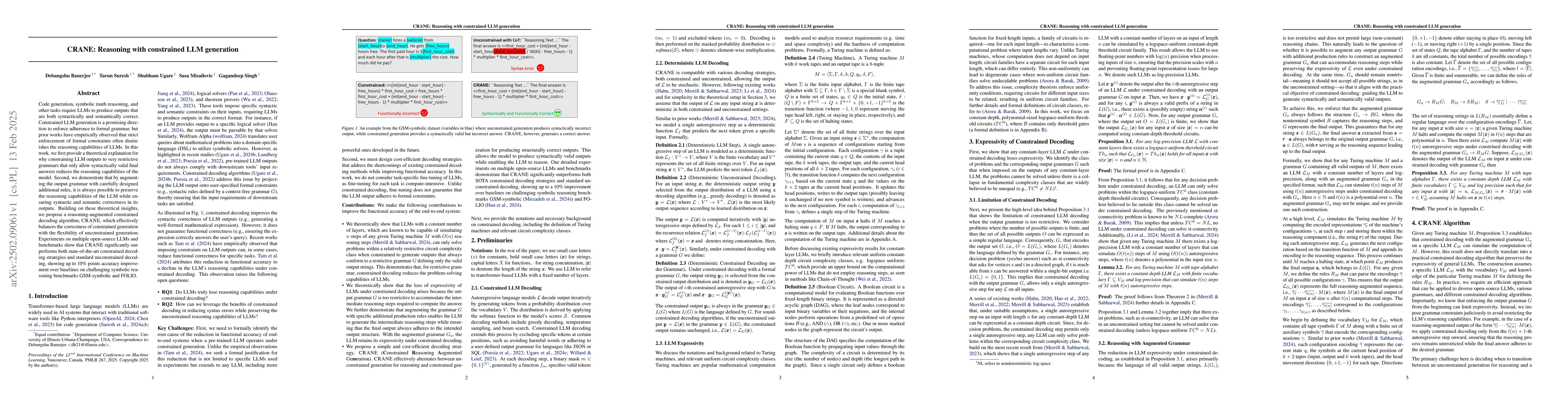 Thumbnail for CRANE: Reasoning with constrained LLM generation
