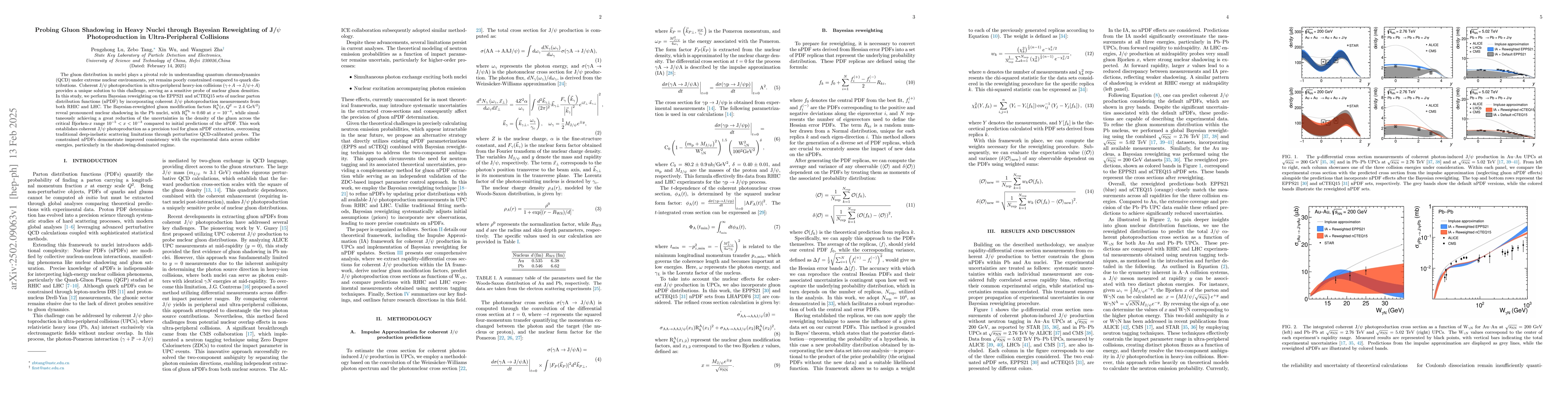 Thumbnail for Probing Gluon Shadowing in Heavy Nuclei through Bayesian Reweighting of
  J/$ψ$ Photoproduction in Ultra-Peripheral Collisions