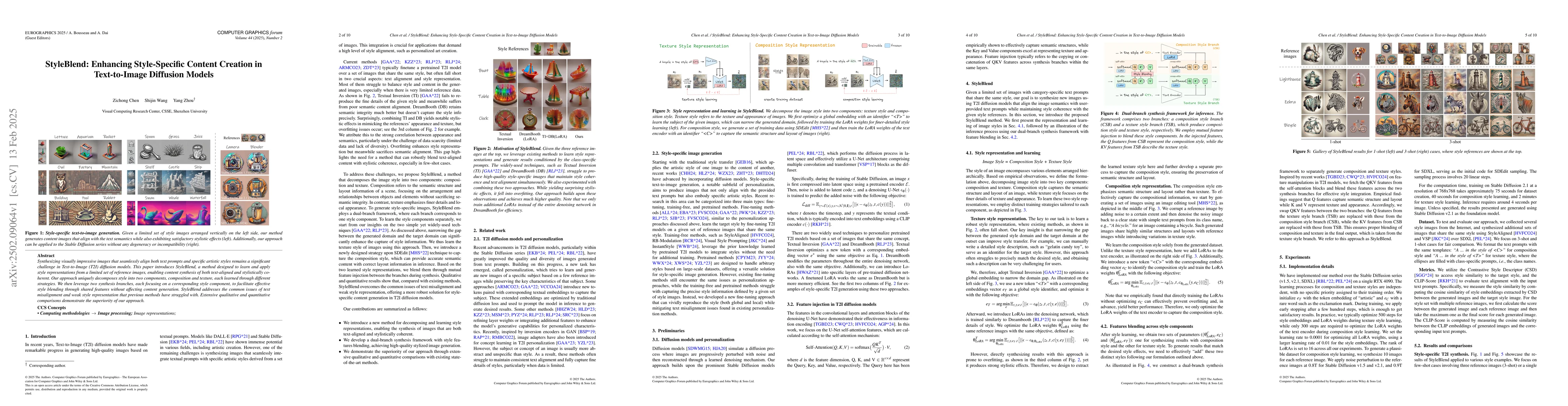 Thumbnail for StyleBlend: Enhancing Style-Specific Content Creation in Text-to-Image
  Diffusion Models