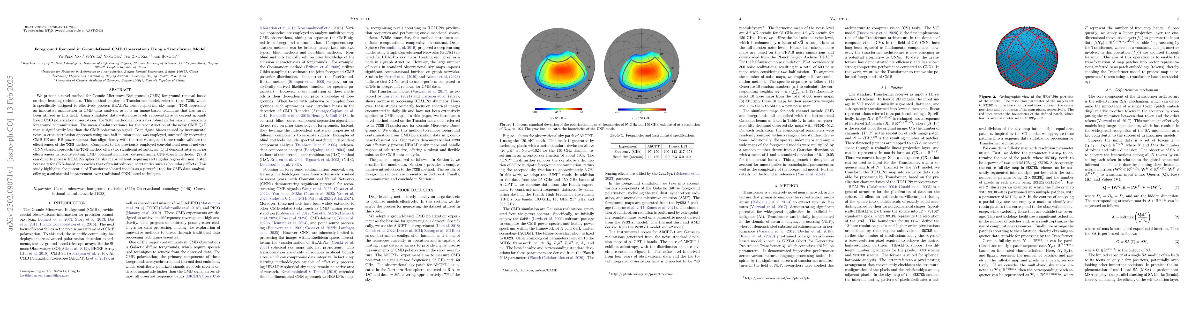 Thumbnail for Foreground Removal in Ground-Based CMB Observations Using a Transformer
  Model