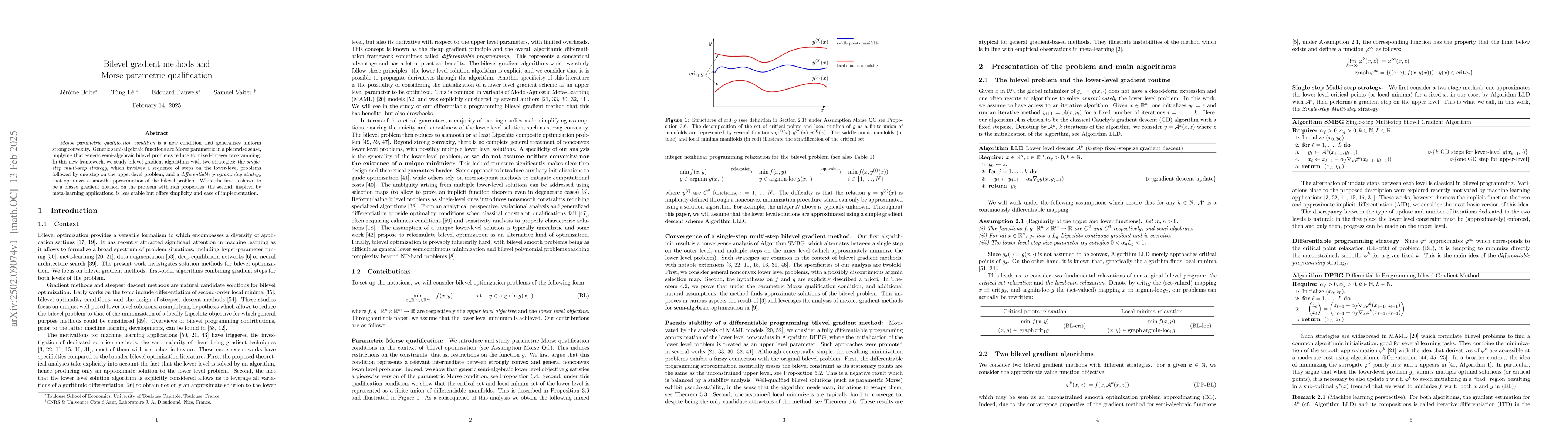 Thumbnail for Bilevel gradient methods and Morse parametric qualification