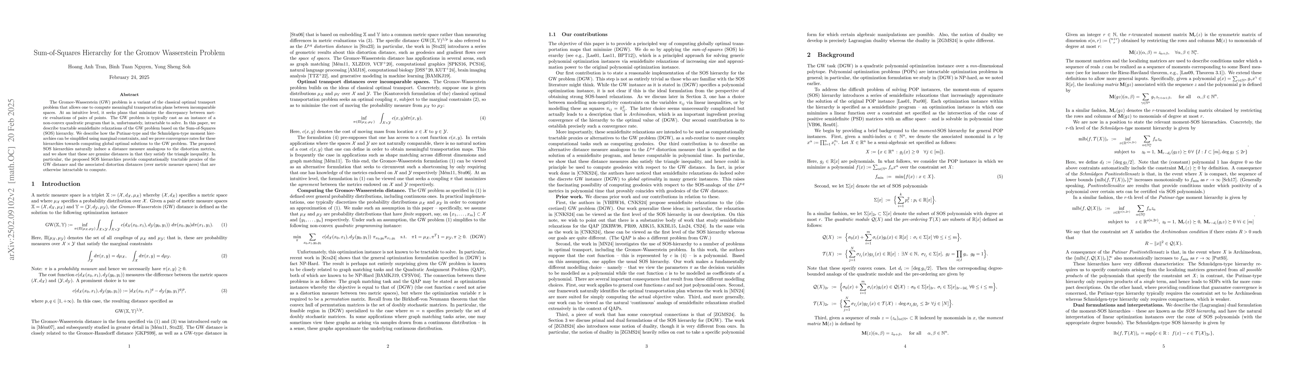 Thumbnail for Sum-of-Squares Hierarchy for the Gromov Wasserstein Problem