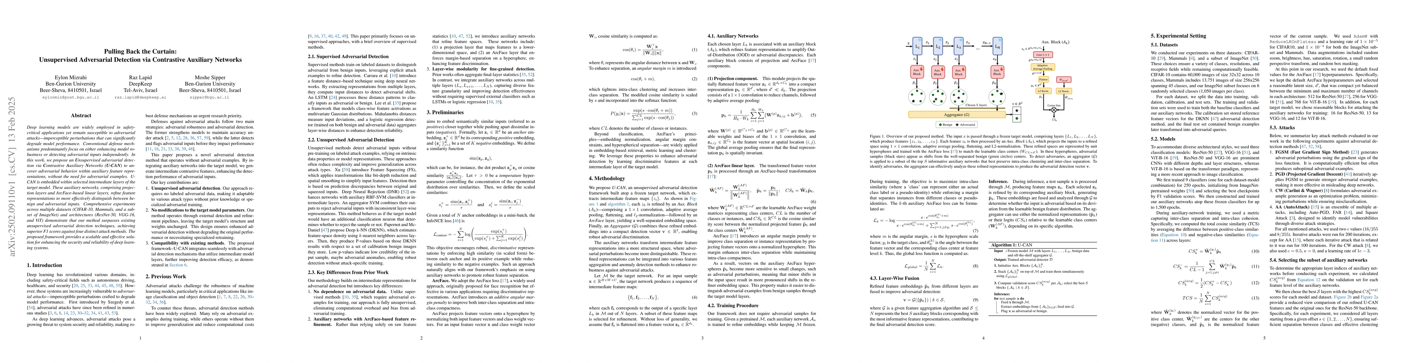 Thumbnail for Pulling Back the Curtain: Unsupervised Adversarial Detection via
  Contrastive Auxiliary Networks