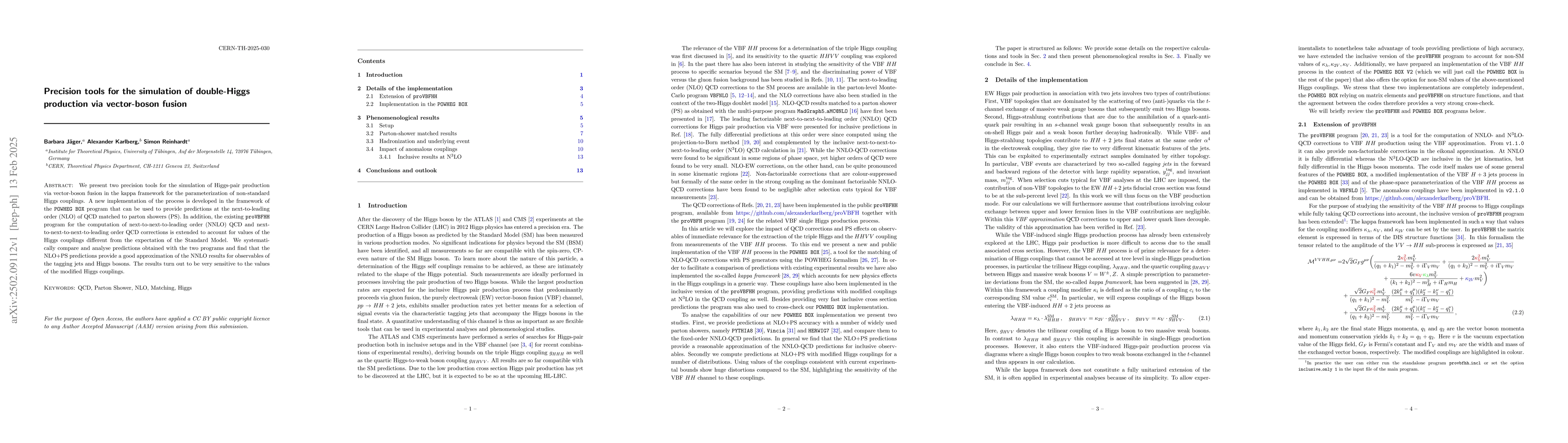 Thumbnail for Precision tools for the simulation of double-Higgs production via
  vector-boson fusion