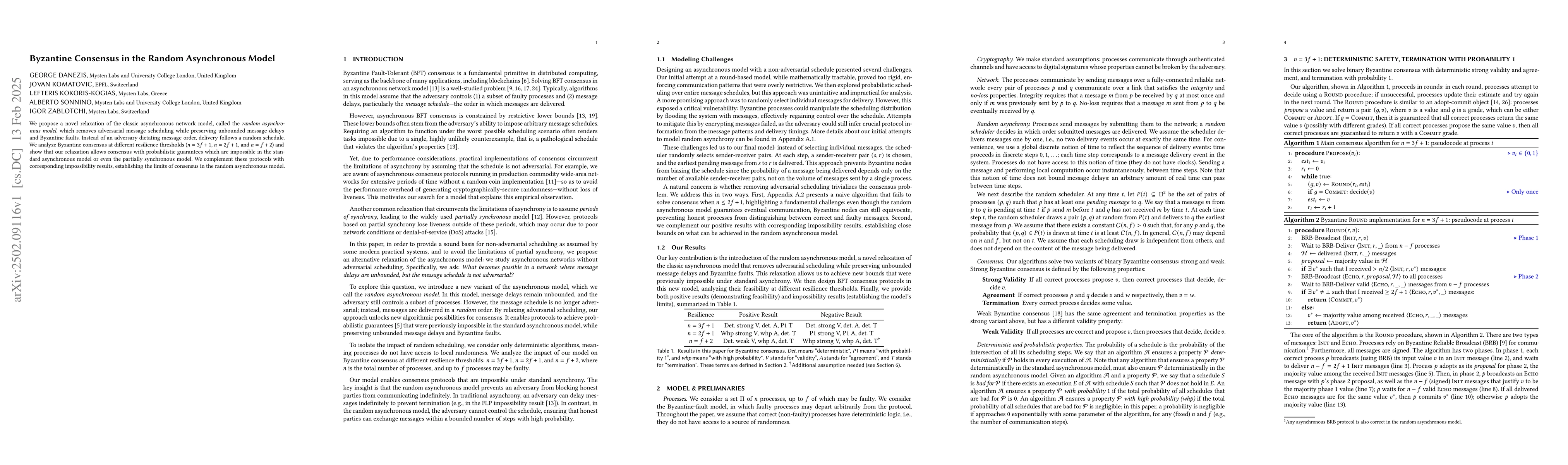 Thumbnail for Byzantine Consensus in the Random Asynchronous Model
