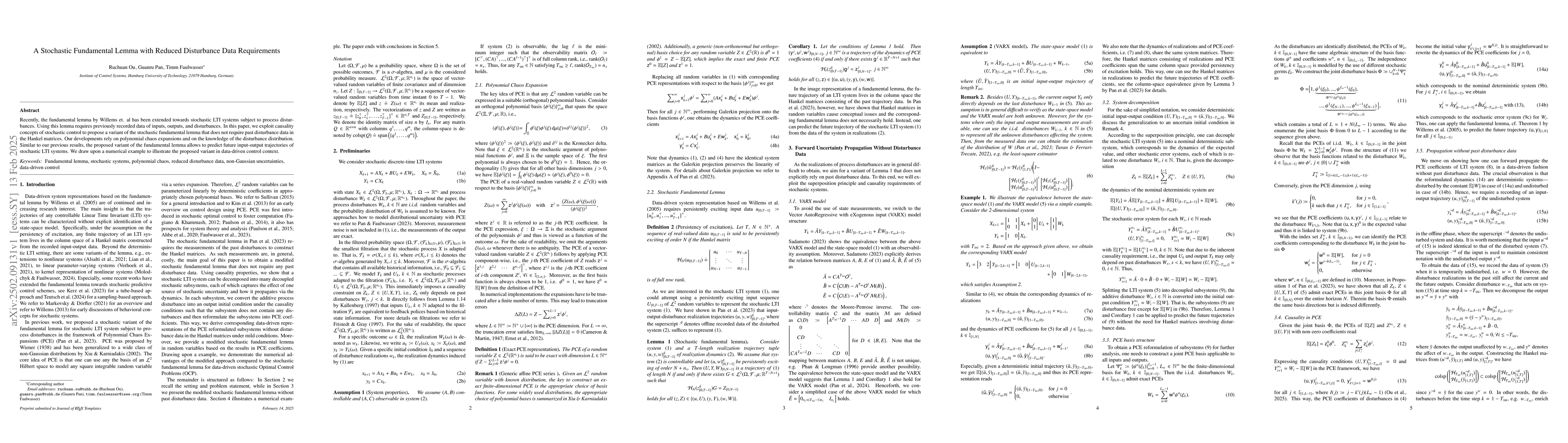 Thumbnail for A Stochastic Fundamental Lemma with Reduced Disturbance Data
  Requirements
