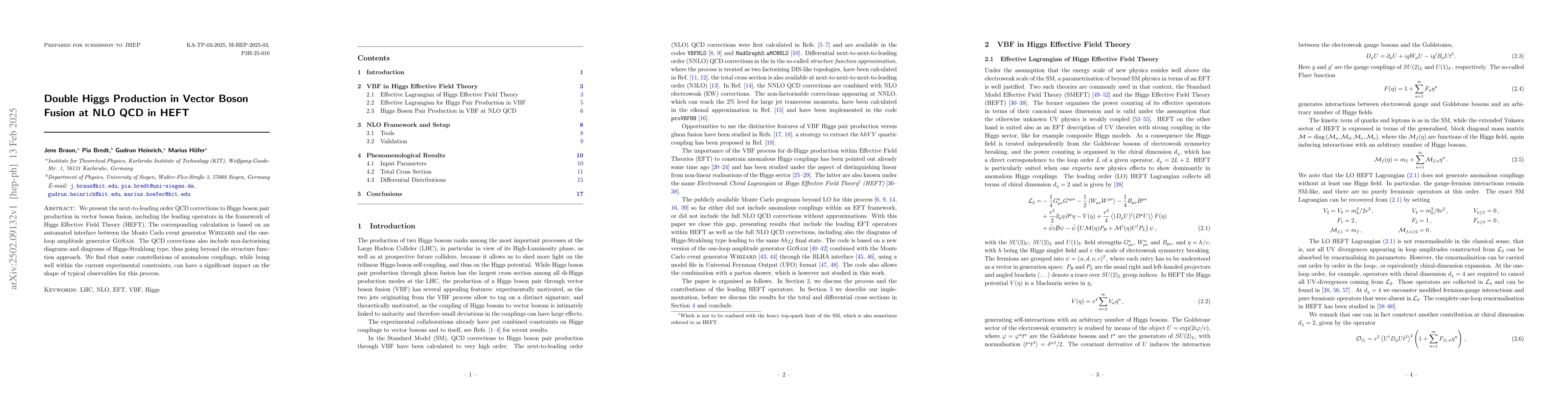 Thumbnail for Double Higgs Production in Vector Boson Fusion at NLO QCD in HEFT