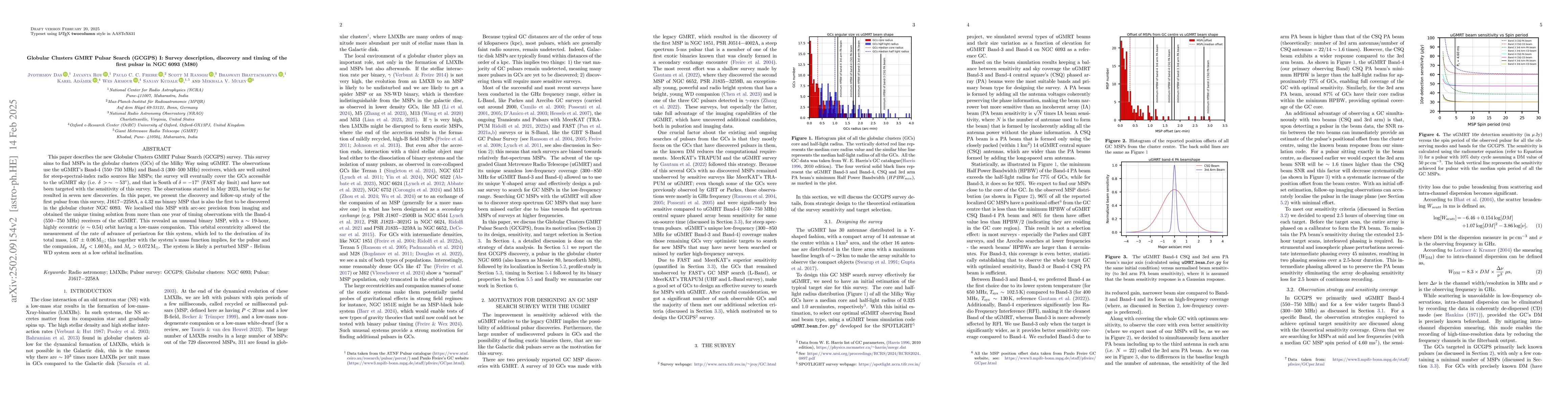 Thumbnail for Globular Clusters GMRT Pulsar Search (GCGPS) I: Survey description,
  discovery and timing of the first pulsar in NGC 6093 (M80)
