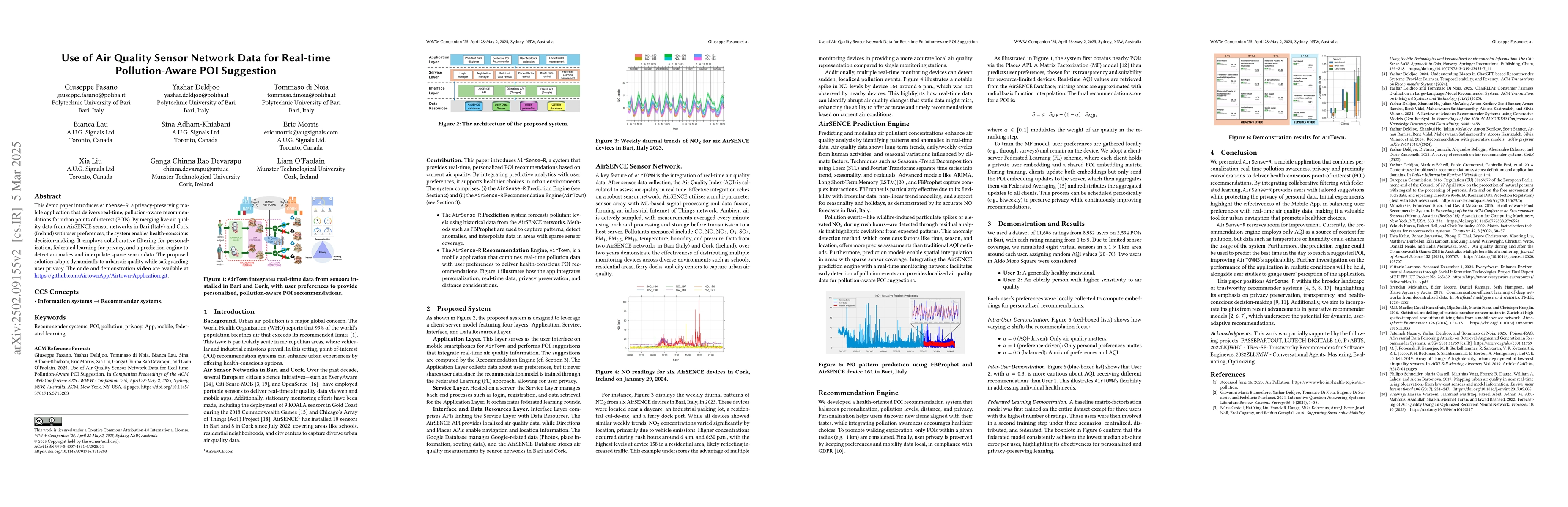 Thumbnail for Use of Air Quality Sensor Network Data for Real-time Pollution-Aware POI
  Suggestion