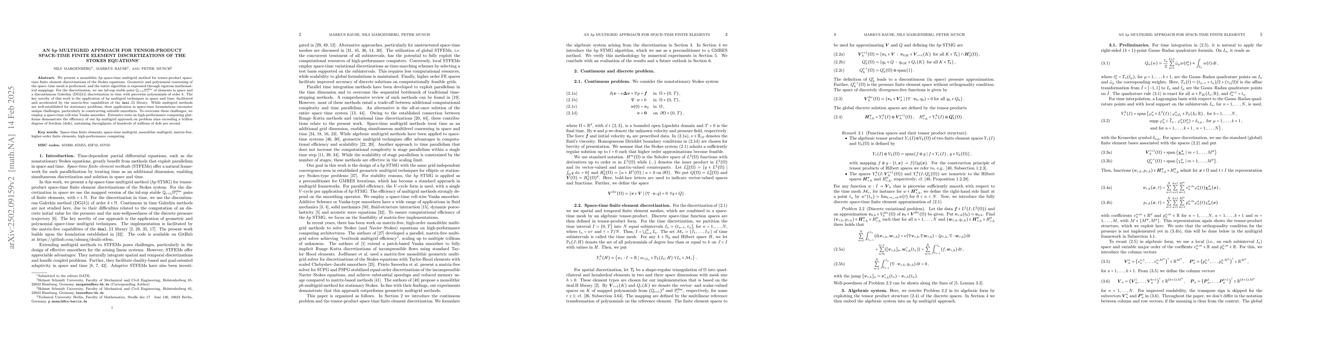 Thumbnail for An hp Multigrid Approach for Tensor-Product Space-Time Finite Element
  Discretizations of the Stokes Equations