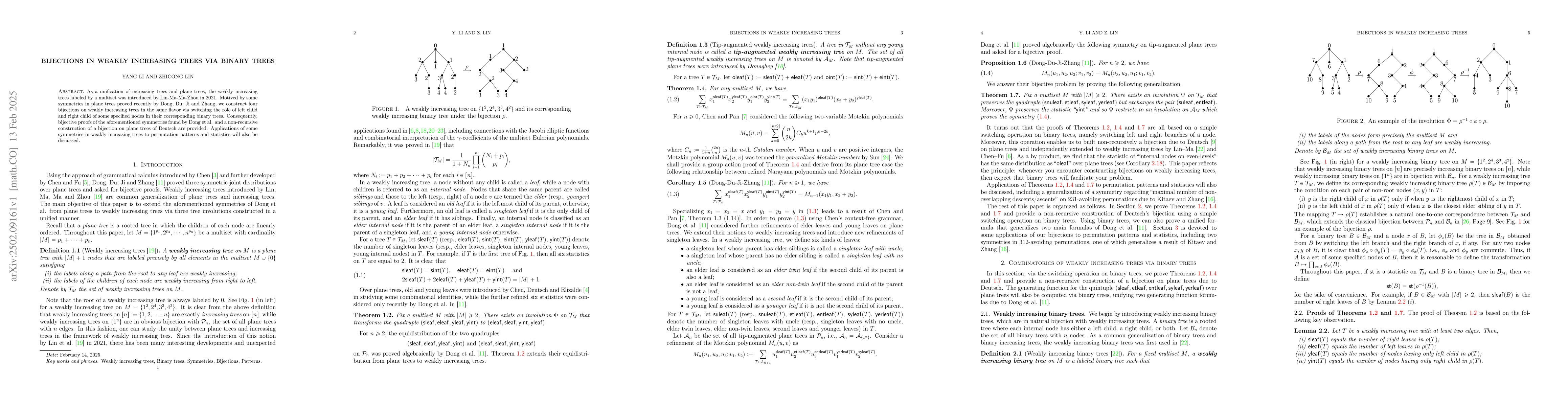 Thumbnail for Bijections in weakly increasing trees via binary trees