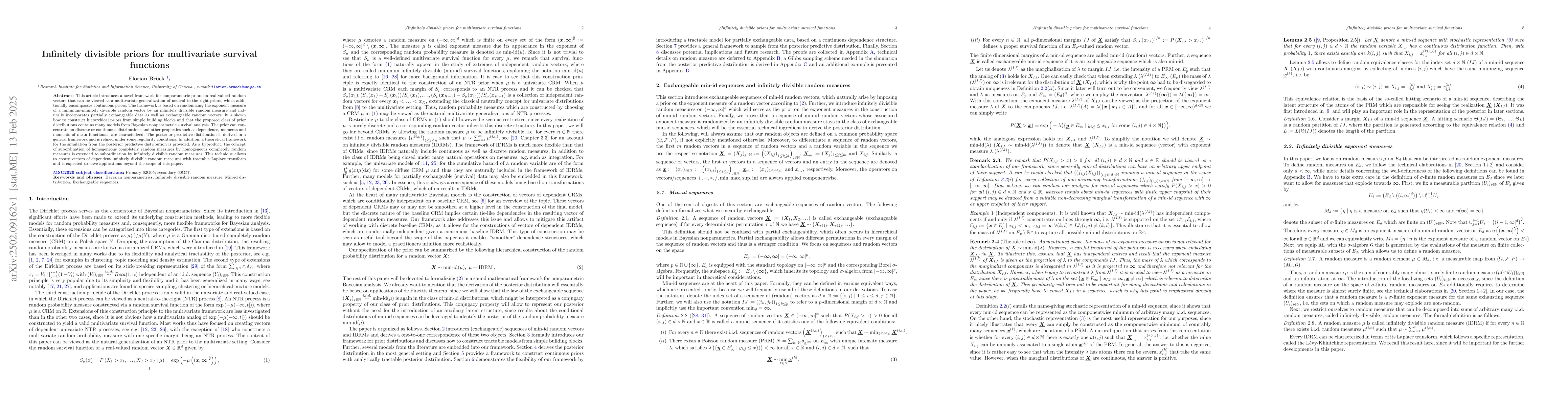 Thumbnail for Infinitely divisible priors for multivariate survival functions