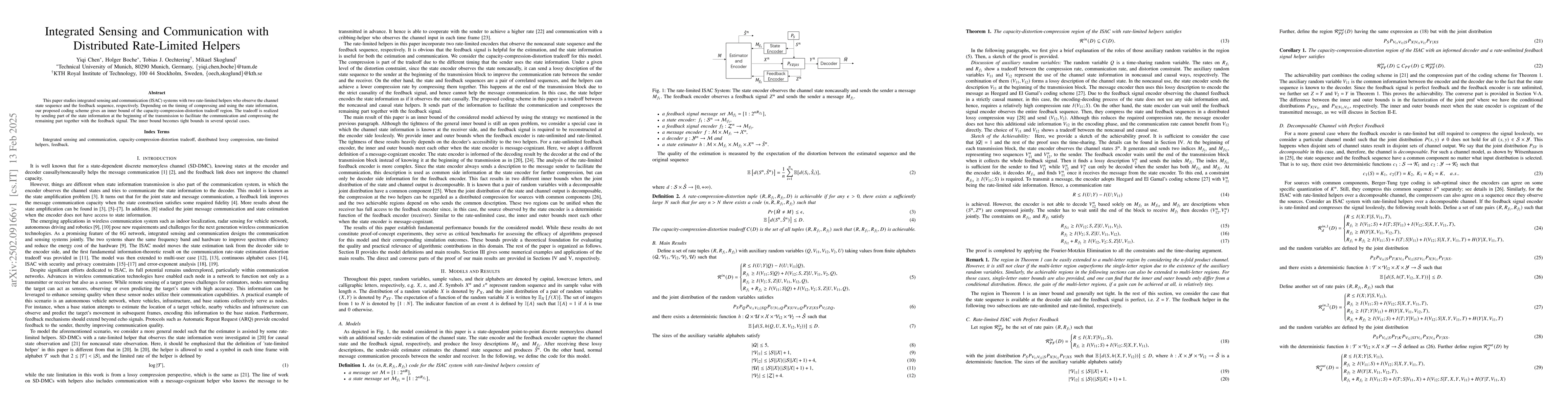 Thumbnail for Integrated Sensing and Communication with Distributed Rate-Limited
  Helpers