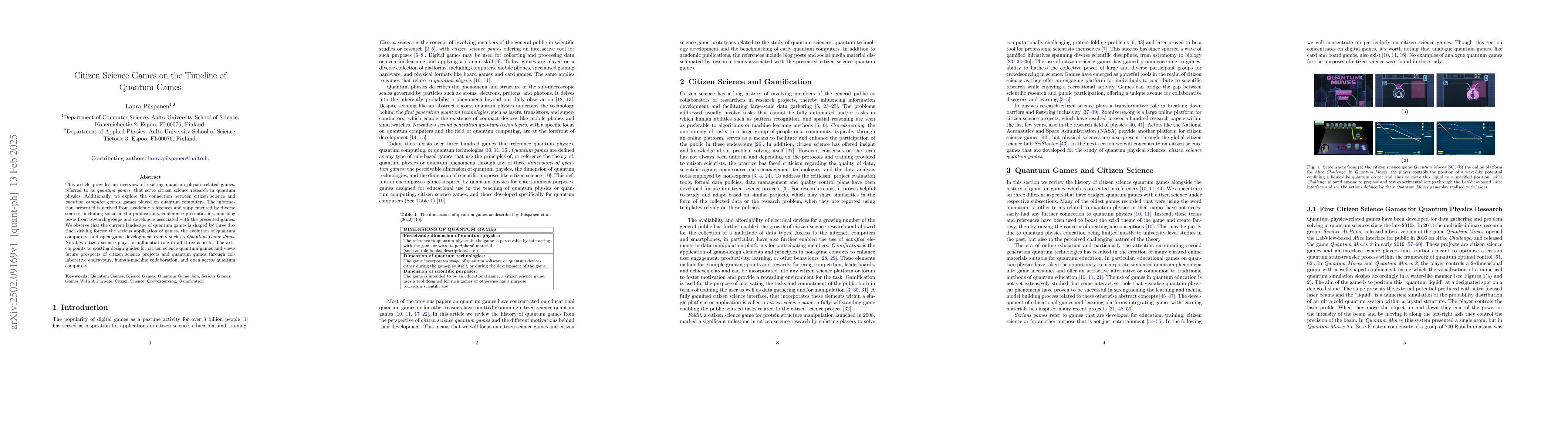 Thumbnail for Citizen Science Games on the Timeline of Quantum Games