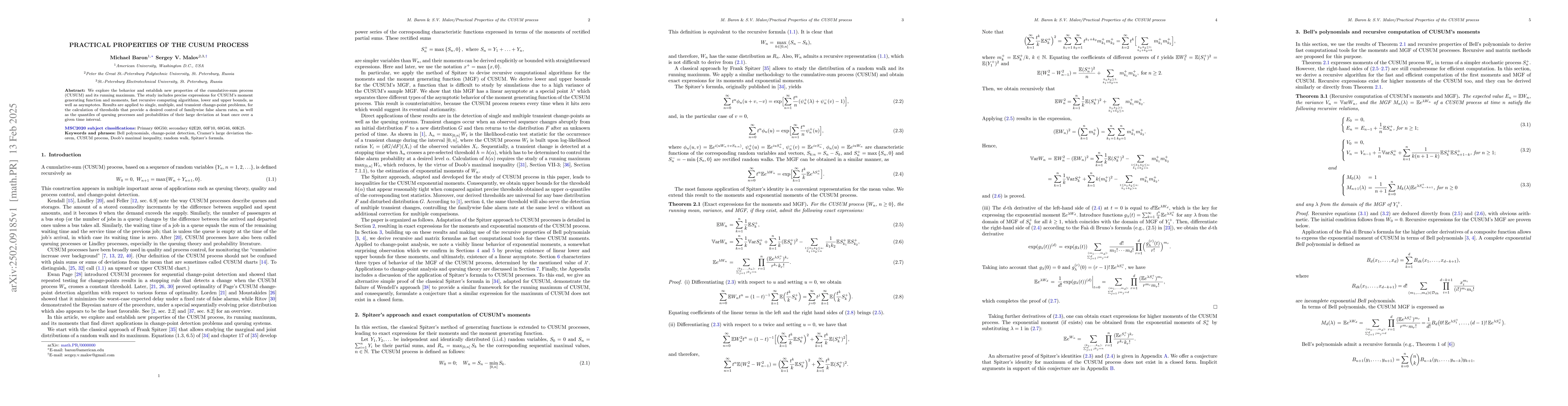 Thumbnail for Practical properties of the CUSUM process