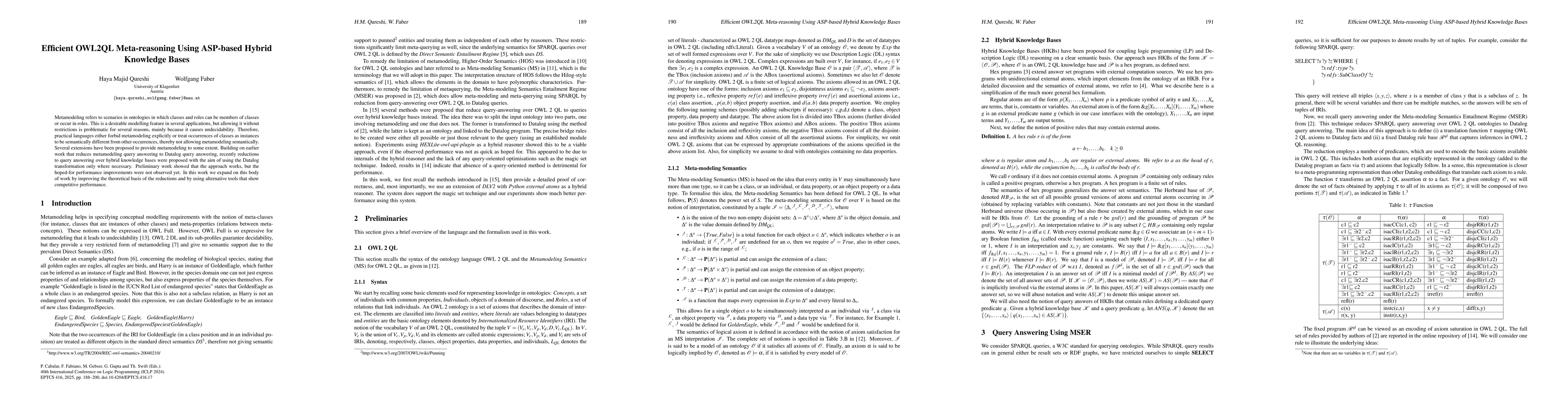 Thumbnail for Efficient OWL2QL Meta-reasoning Using ASP-based Hybrid Knowledge Bases