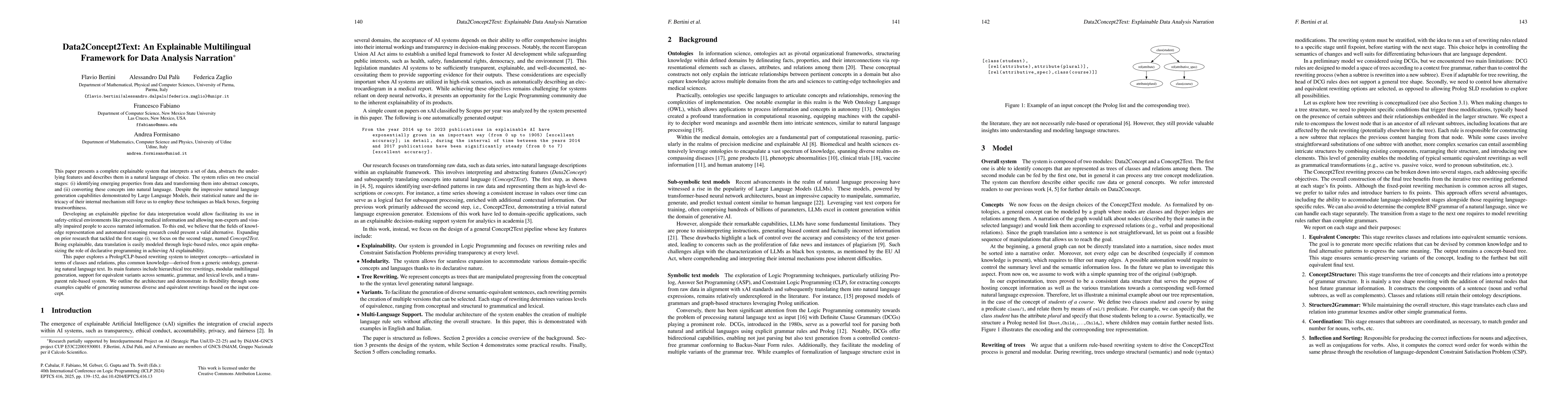 Thumbnail for Data2Concept2Text: An Explainable Multilingual Framework for Data
  Analysis Narration