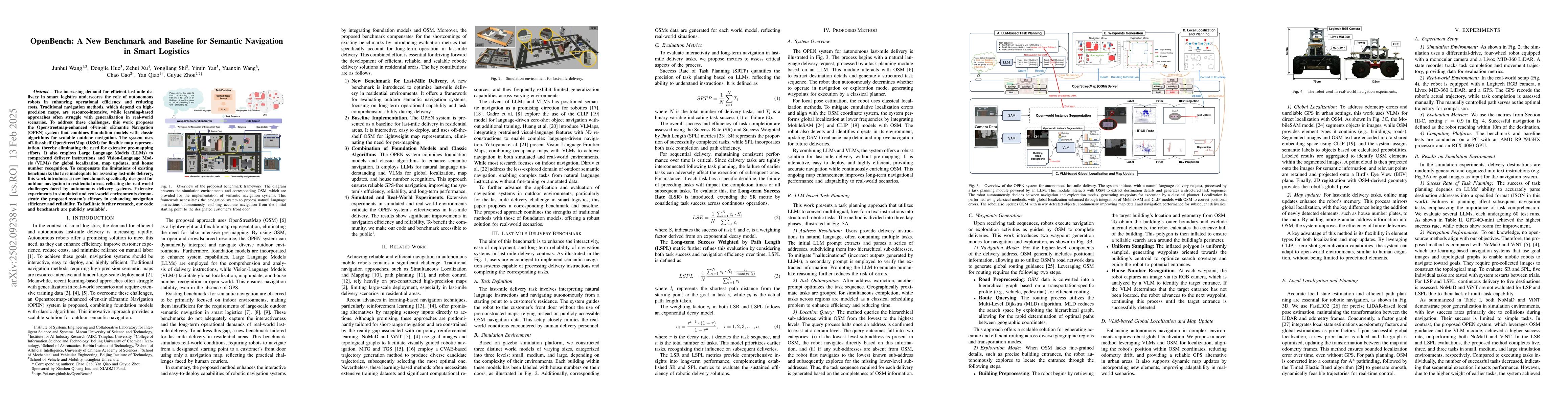 Thumbnail for OpenBench: A New Benchmark and Baseline for Semantic Navigation in Smart
  Logistics