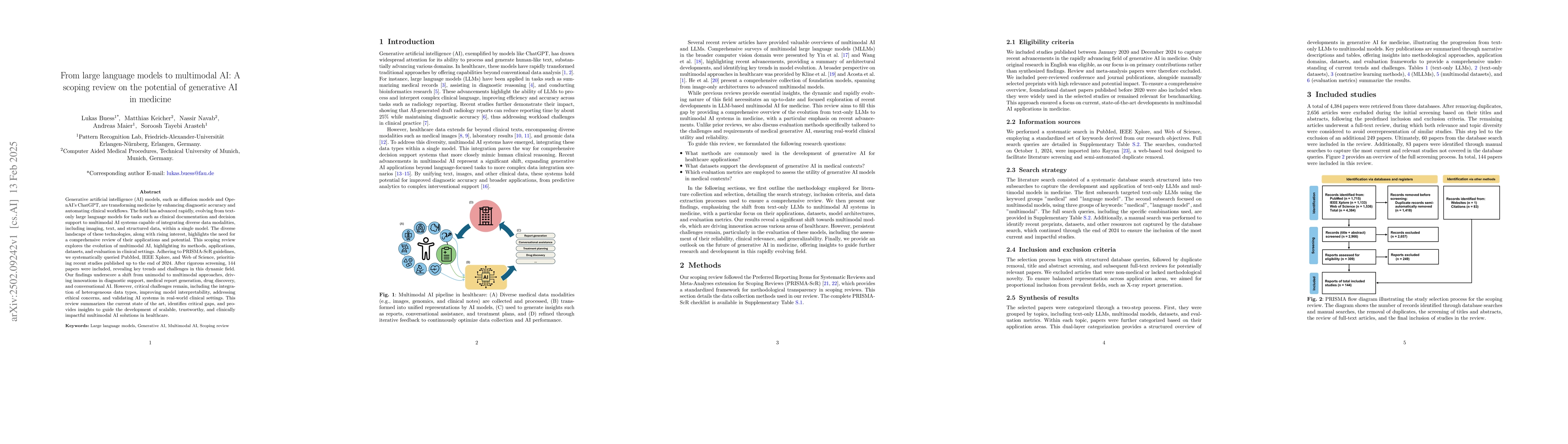 Thumbnail for From large language models to multimodal AI: A scoping review on the
  potential of generative AI in medicine