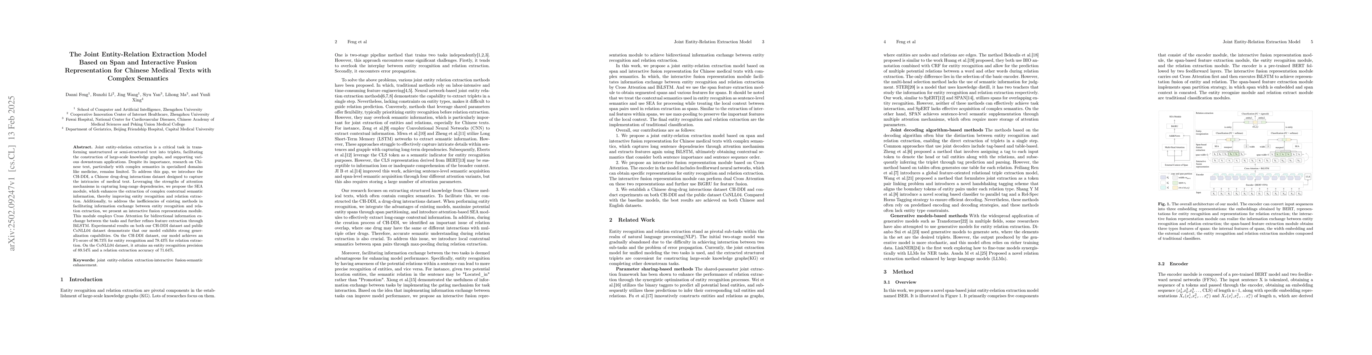 Thumbnail for The Joint Entity-Relation Extraction Model Based on Span and Interactive
  Fusion Representation for Chinese Medical Texts with Complex Semantics